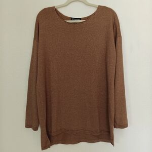 INC International Concepts Size XXL Lightweight Sweater Top Gold Metallic Scoop